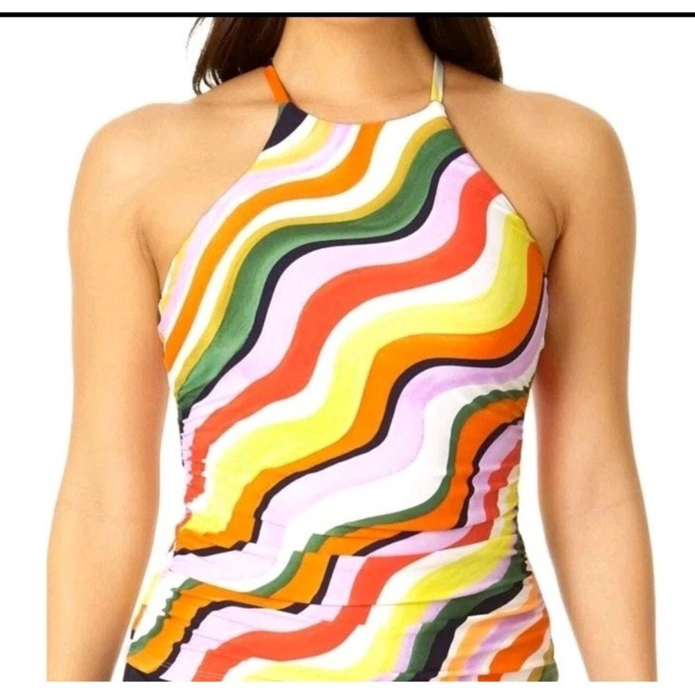 Anne Cole‎ Womens High Neck Tankini Painterly Stripe Size 24W New $90